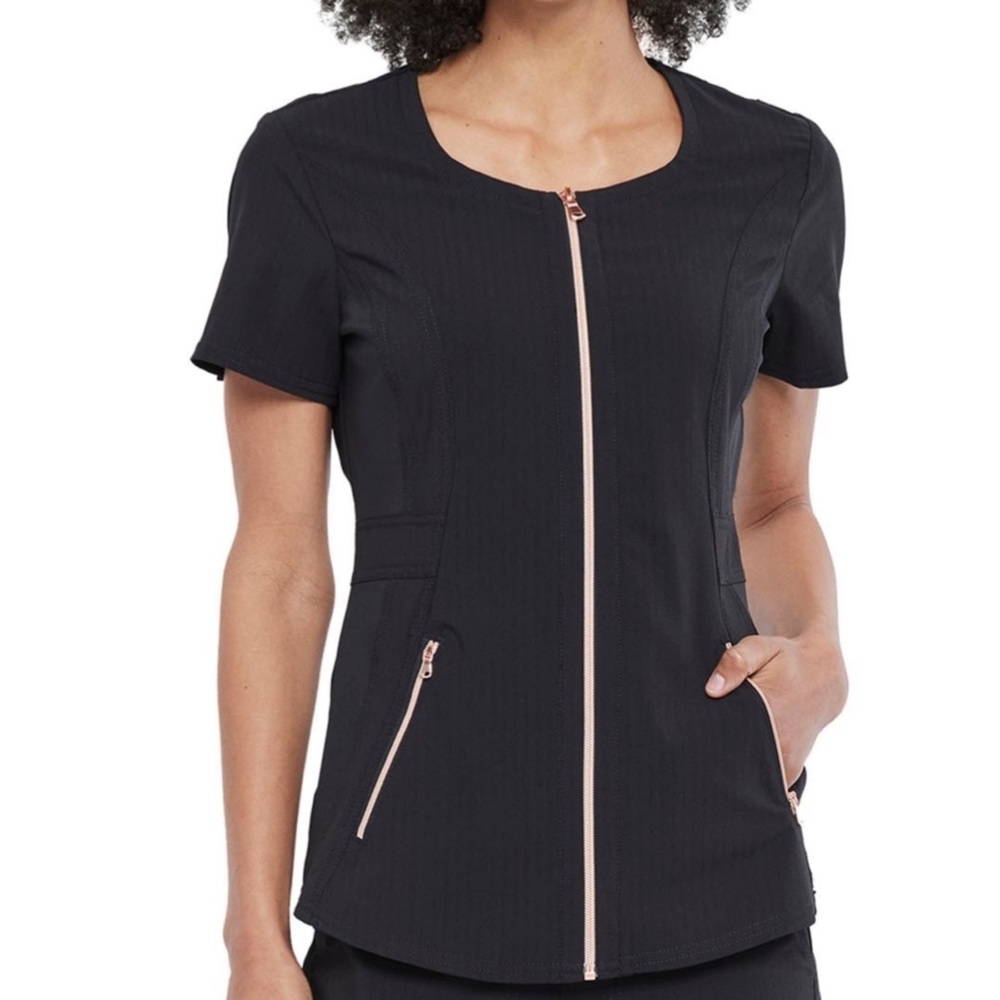 Black NWT front zipper scrubs top